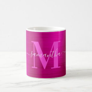 Mug Signature métallique rose chaud Monogramme