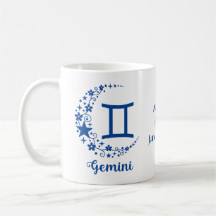 Mug Signe astrologique Gémeaux Anniversaire Bleu Blanc