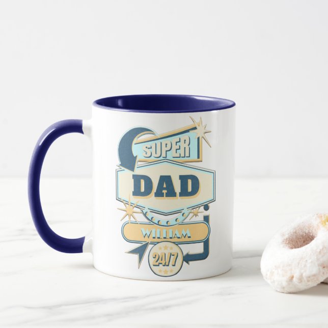 Mug SIGNE vintage Diner Super Papa (Avec donut)