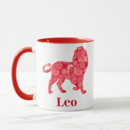 Mug Signe zodiaque pour Leo dans un Motif rouge fracta