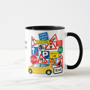 Mug Signes routiers et automobile jaune