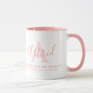 Mug Signification du nom Astrid et texte rose pâle mon