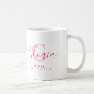 Mug Signification du nom Gloria et monogramme en texte