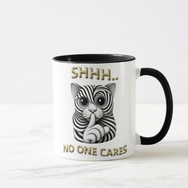 Mug Silence Whimsical Zebra-Striped Chats Jouer Gag (Droite)