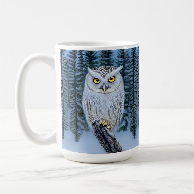 Mug Silent Watch - Northern Winter Woods Grey Owl (Gauche)
