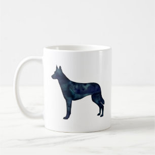 Mug Silhouette d'aquarelle noire Malinois belge