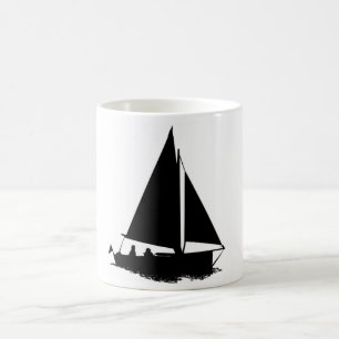 Mug Silhouette de bateau noir
