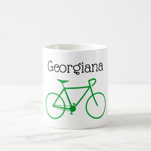 Mug Silhouette de bicyclette verte simple + Nom person