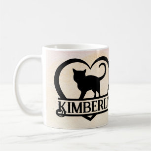 Mug Silhouette de chat cœur monogramme partagé Coucher