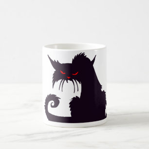 Mug Silhouette de chat noir maléfique aux yeux rouges