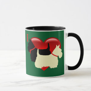 Mug Silhouette de cœur de Terrier écossais noir/blé