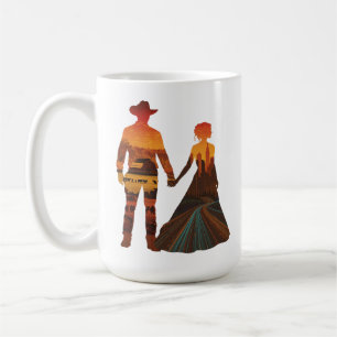 Mug Silhouette de cow-boy campagnard et de fille de la