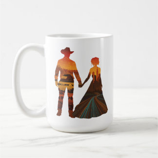 Mug Silhouette de cow-boy campagnard et de fille de la