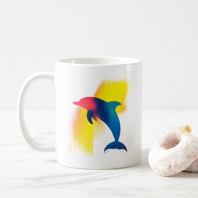 Mug Silhouette de dauphin de peinture à Spray minimali (Avec donut)