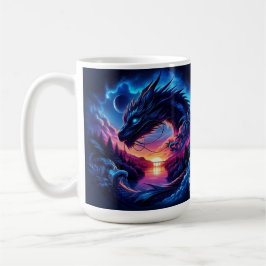 Mug Silhouette de dragon contre un coucher de soleil v