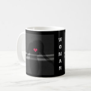 Mug Silhouette de la femme, Coeur des fleurs et amour