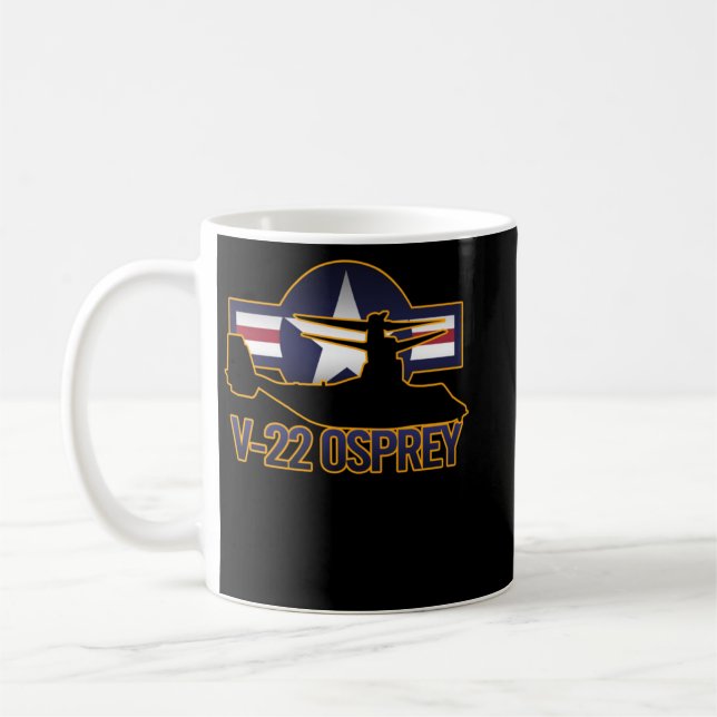 Mug Silhouette de l'avion militaire V22 Osprey avec US (Gauche)