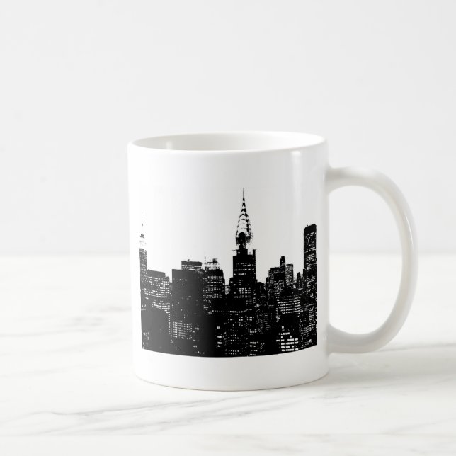 Mug Silhouette de New York noir et blanc (Droite)