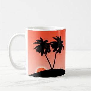 Mug Silhouette de palmier contre un coucher de soleil 