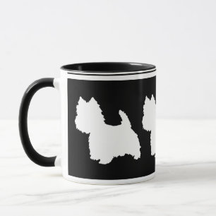Mug Silhouette de Westie Blanc sur Noir