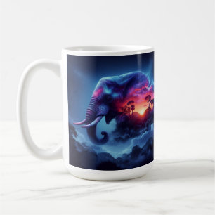 Mug Silhouette d'éléphant fusionnée avec un coucher de