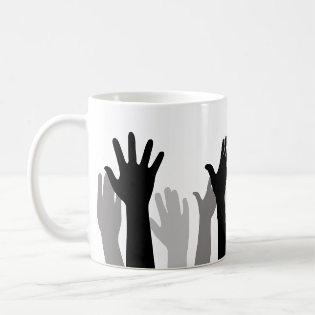 Mug Silhouette des mains levées, levage de mains, prot (Gauche)