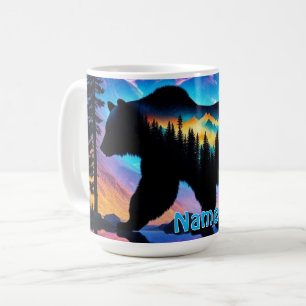 Mug Silhouette d'ours avec paysage naturel faune