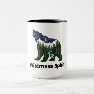 Mug Silhouette d'ours sauvage Forêt rustique