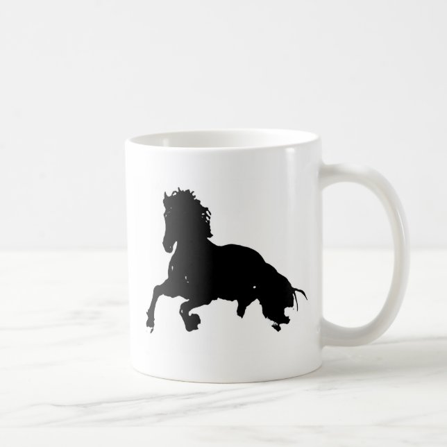 Mug Silhouette du cheval blanc noir (Droite)