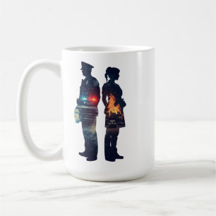 Mug Silhouette d'un couple d'agent de police et d'infi