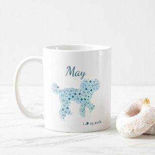 Mug Silhouette élégante personnalisée de caniche bleu 