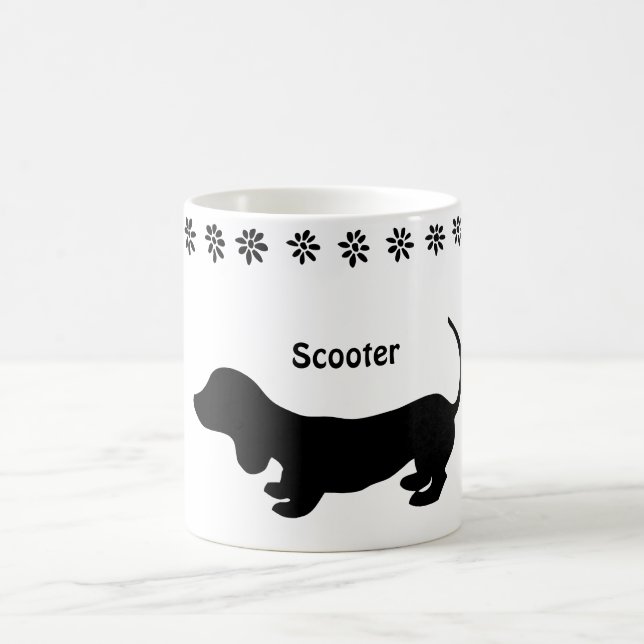Mug Silhouette noire et blanche Musique de chiot (Centre)