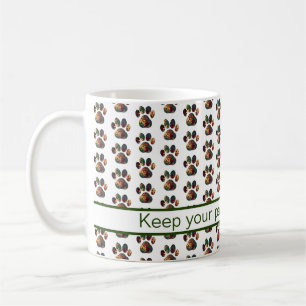 Mug Silhouette Paw Animal Thanksgiving Blanc