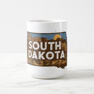 Mug Silhouette rétro du Dakota du Sud pittoresque
