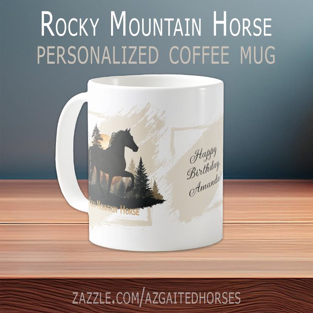Mug Silhouette Rustique Rocky Mountain Horse Personnal (Rustic Rocky Mountain Horse Silhouette Personalize Coffee Mug)