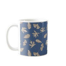 Silhouettes feuille rustique Denim Blue, Khaki, Cr