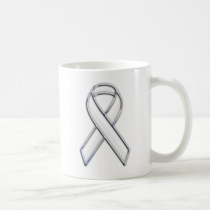 Mug Silver Chrome Belé White Ribbon Sensibilisation