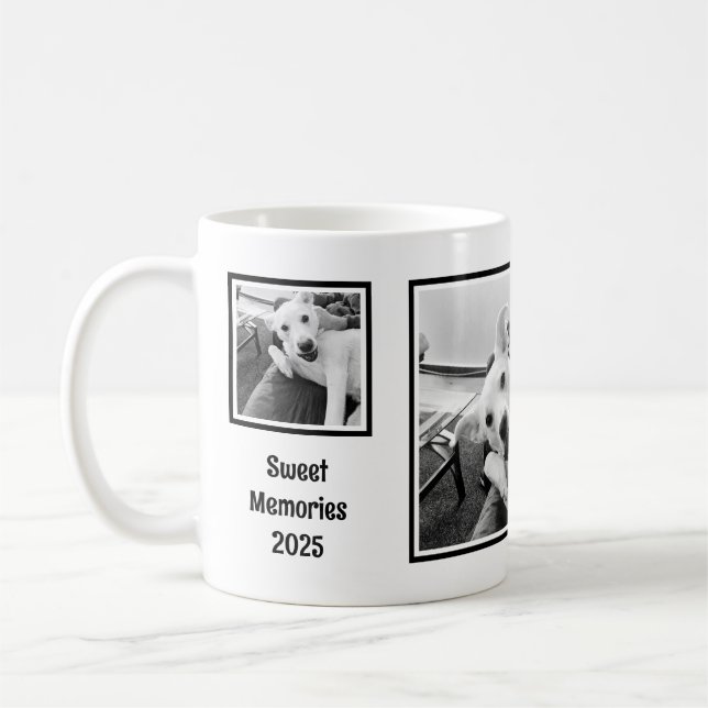 Mug Simple Black and White Three Photo Minimalist 2025 (Gauche)