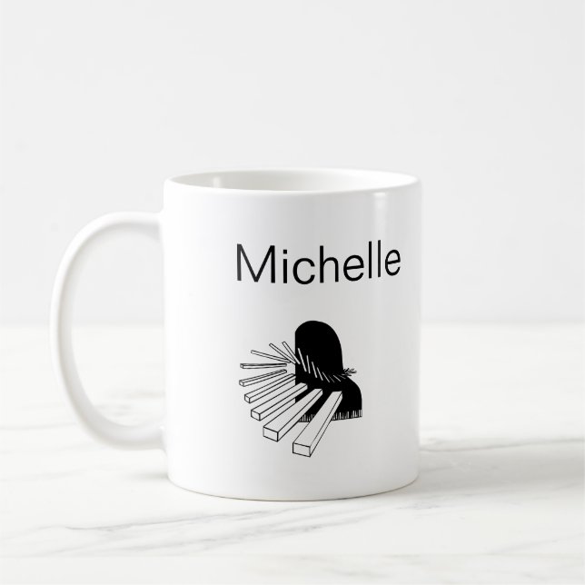 Mug Simple Black White Music Notes Nom personnalisé (Gauche)