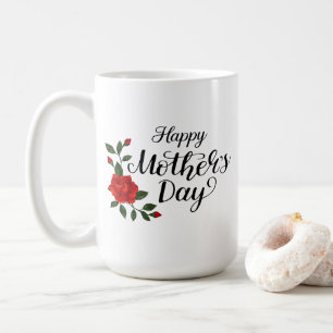 Mug Simple Bonne Fête des Mères Floral Calligraphie