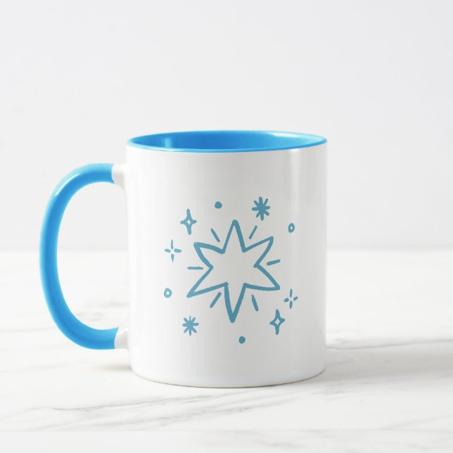Mug Simple Charming Stars Theme Starburst Sparkles (Gauche)