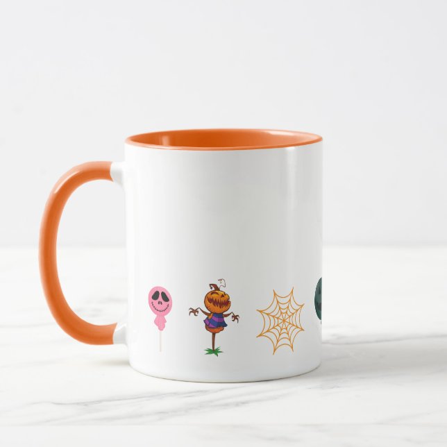 Mug Simple Citrouille d'Halloween face fantôme flippan (Gauche)