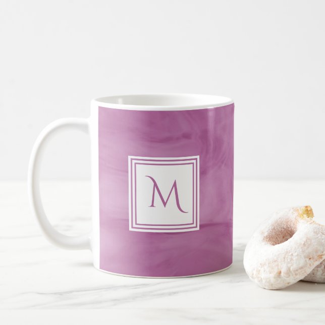 Mug Simple clair violet subtil marbre moderne Monogram (Avec donut)