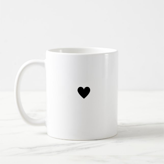 Mug Simple Coeur Noir Blanc Moderne Minimaliste Chic (Gauche)