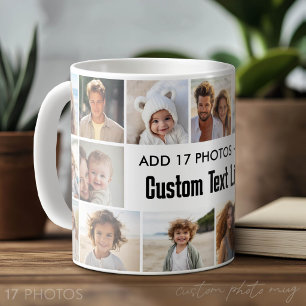 Mug Simple Collage de 17 Photos avec Zone de Texte