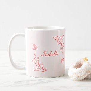 Mug simple corail rose botanique