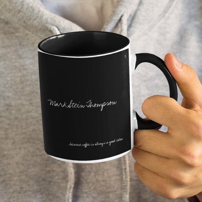 Mug Simple couleur noire solide personnalisée avec nom (simple black color mug)