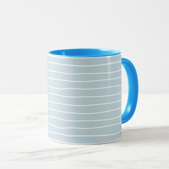 Mug Simple Cute Light Blue Water Texture Wavy Stripe (Devant droit)