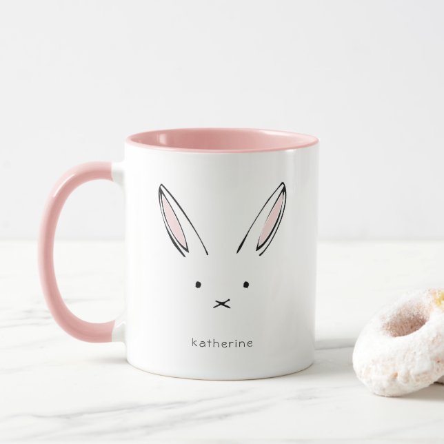 Mug Simple Cute Rabbit Girl Personnalisée (Avec donut)