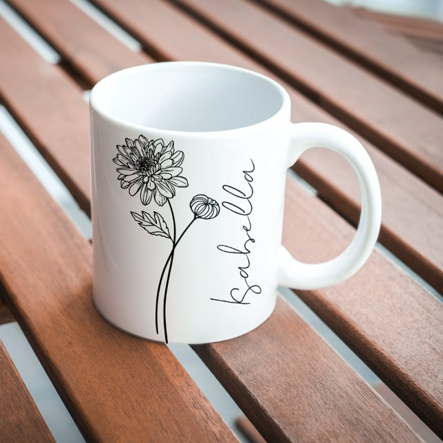 Mug Simple élégant Novembre Fleur de naissance Nom de  (Créateur téléchargé)